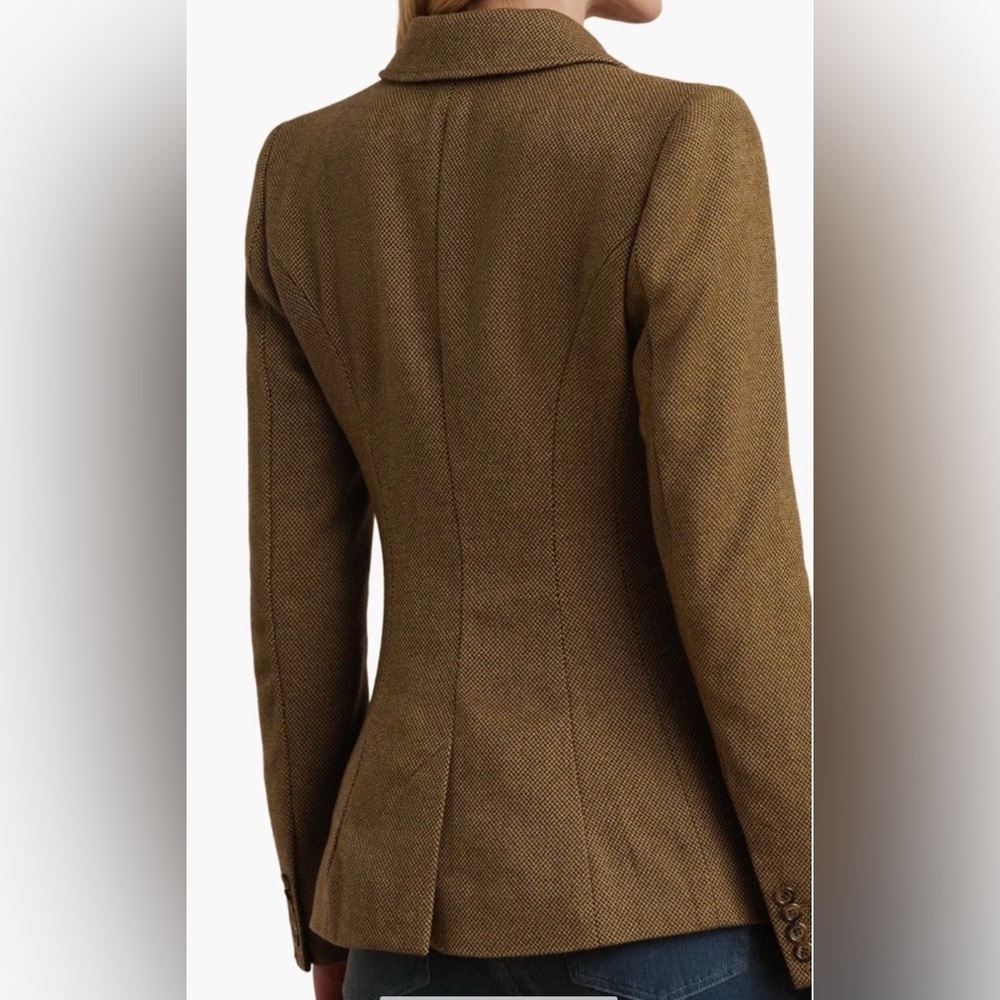Lauren Ralph Lauren Brown Russ Yarn Dye Twill Wool Jacket/Blazer Women Sz 12 NWT - Picture 4 of 13